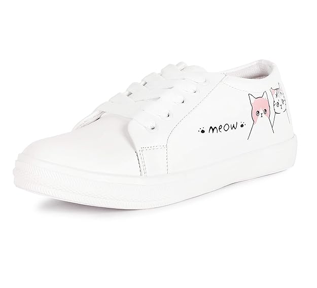 Vendoz Women and Girls Latest Collection Stylish White Casual Shoes Sneakers