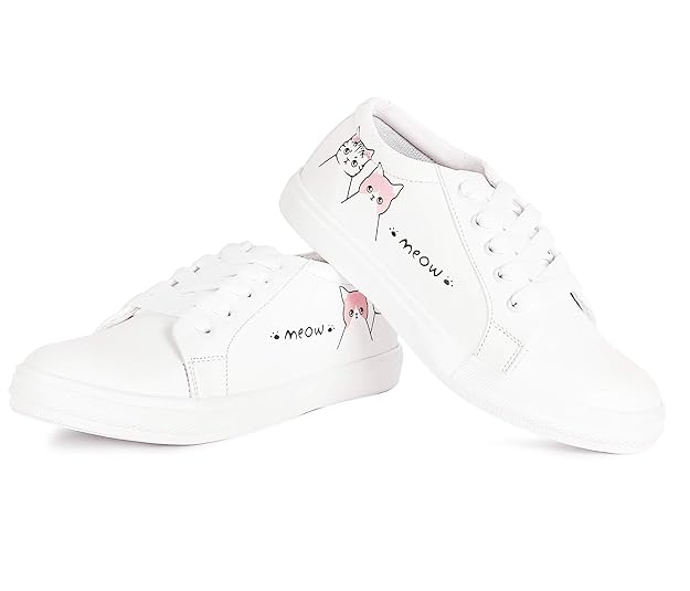 Vendoz Women and Girls Latest Collection Stylish White Casual Shoes Sneakers - Image 2
