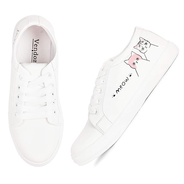 Vendoz Women and Girls Latest Collection Stylish White Casual Shoes Sneakers - Image 3