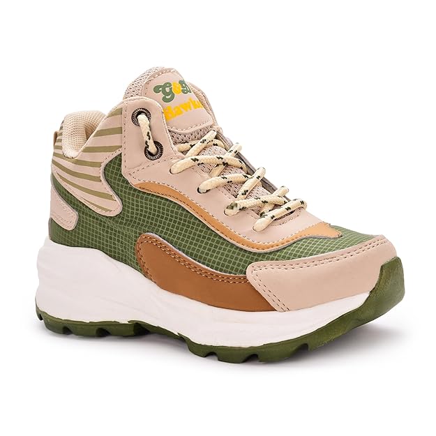 G&D Hawker Unisex Kids Shoe with Memory Foam EVA Sole | Leather Rexine Upper Breathable, Lightweight | Comfortable & Trekking Friendly Stylish Indoor & Outdoor | Sports Shoes