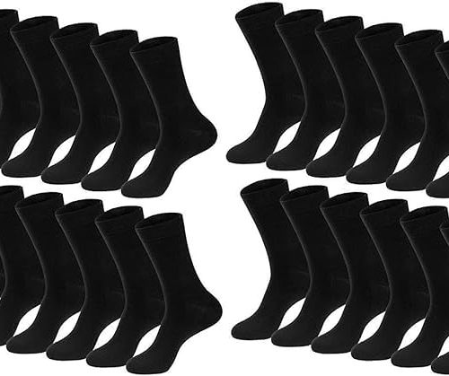 pmw - (Pack of 12 Pairs = 24 Pieces Boys/Girls/Kids/Unisex Pure Cotton Stretchable Black Calf Length School Socks (Free Size)