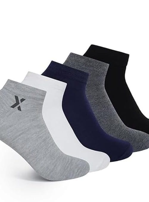 Socks for Men & Women Solid Ankle Length Cotton Socks, Free Size, (Multicoloured) |Durable, Breathable Cotton, Anti Odour & Anti Bacterial - Pack of 5