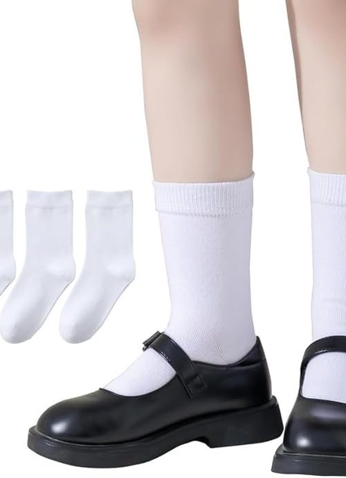Boys & Girls Calf Length Solid School Socks (Pack of 3 Pairs)
