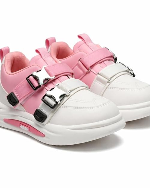 HOOH Kids Unisex Sneakers with Dual Buckle Straps for Boys and Girls Ages 18 Months to 10 Years
