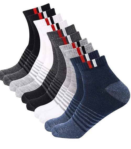 SJeware Polyester 5 Pairs Stripped Ankle Length Socks for Men & Women, Multicolor, Pack of 5, Free Size