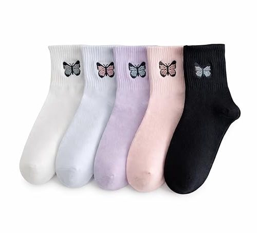 Women's Cotton Ankle Socks with Butterfly Design, Soft Breathable Multicolor Pack of 5 for Gym, Casual and Everyday Wear 4.2 4.2 out of 5 stars   (2)