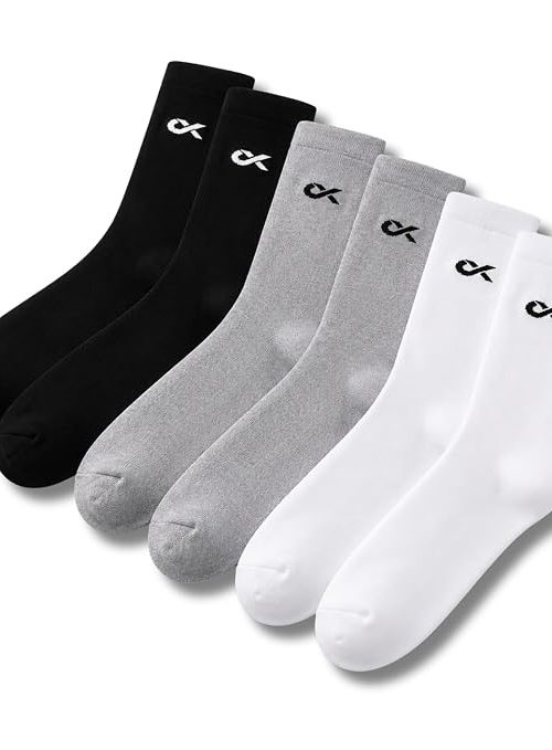 XJARVIS Texas Men's Solid Calf Crew Combed Full Length Cotton Formal Socks, Odour Free & Breathable, Free Size - Ideal for Home, Office Wear (WHITE/GREY/BLACK)