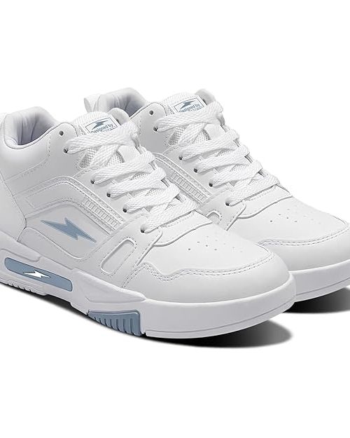 BRUTON Genz Sneakers for Men Lightweight Comfortable Casual Shoes Soft Cushion Insole Lace-Up Footwear- White