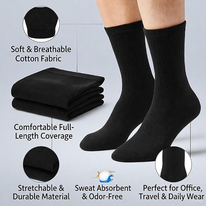 Men’s Cotton Socks Combo – Soft, Breathable & Stretchable Everyday Wear Socks for Office, Sports & Casual Use - Image 3