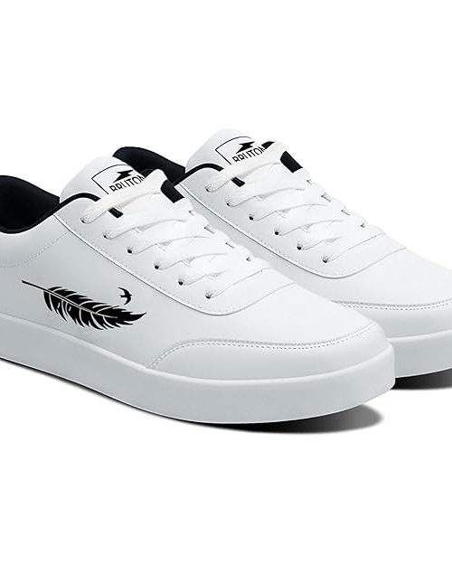 BRUTON WhiteNova-299 Casual Shoes | Lightweight PVC Sole | Rexine Upper Sneakers for Men
