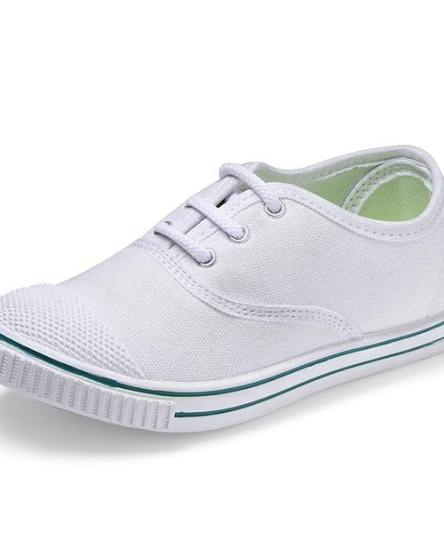 DOCTOR EXTRA SOFT Uniform Tennis Canvas School Shoes with Laces Black & White for Boys & Girls | Memory Foam Cushion & Anti-Bacterial Technology| Lightweight | Comfortable| Durable & Anti-Skid D-3004