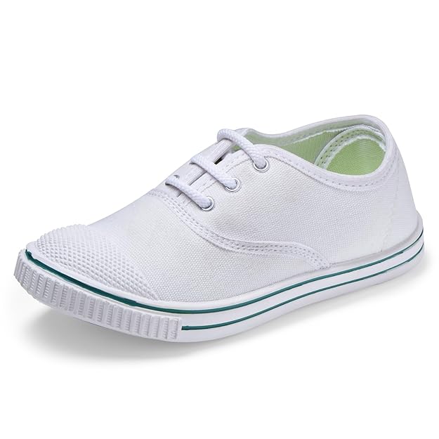 DOCTOR EXTRA SOFT Uniform Tennis Canvas School Shoes with Laces Black & White for Boys & Girls | Memory Foam Cushion & Anti-Bacterial Technology| Lightweight | Comfortable| Durable & Anti-Skid D-3004