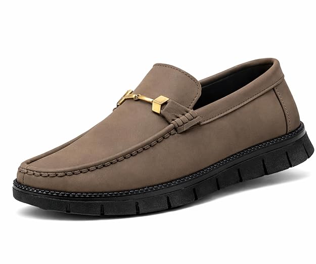 Kraasa Men’s Casual Loafers | Synthetic Leather Upper | Comfortable PU Sole | Slip-On Buckle Office, Party Shoes