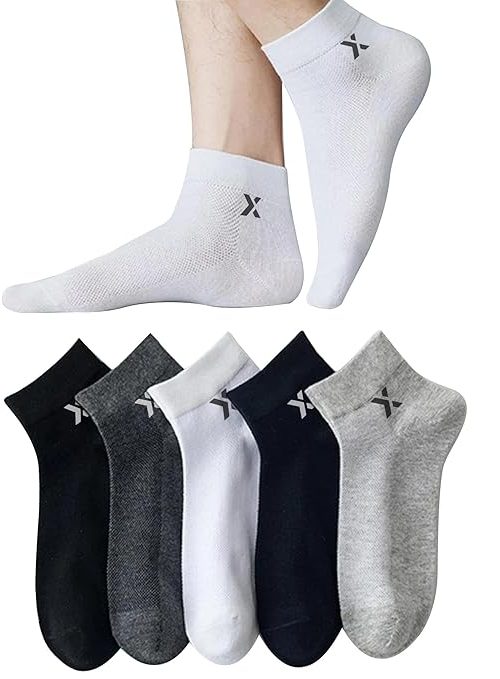 BRIGHT Socks Pack of 5 | Solid Cotton Ankle Length Socks for Men and Women | Multicolor Free Size Stretchable Fit | Anti-Odour and Anti-Bacterial Soft Breathable Wears for Office, Gym, Running