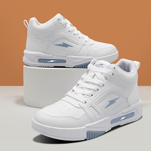 BRUTON Genz Sneakers for Men Lightweight Comfortable Casual Shoes Soft Cushion Insole Lace-Up Footwear- White - Image 3