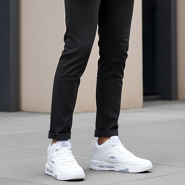 BRUTON Genz Sneakers for Men Lightweight Comfortable Casual Shoes Soft Cushion Insole Lace-Up Footwear- White - Image 2