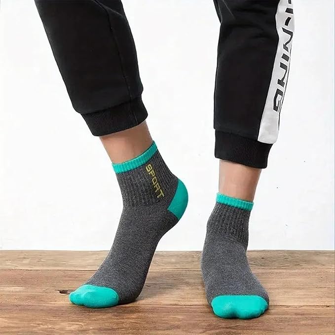 SPORT 5 Pairs Solid Cotton Ankle Length Socks for Men & Women, Multicolor, Pack of 5, Free Size SPORT SOCKS PK5 - Image 3