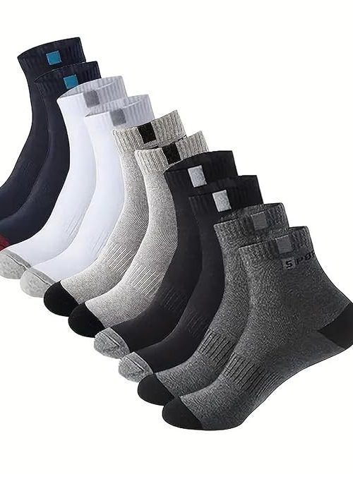 SPORT_ 5 Pairs Solid Cotton Ankle Length Socks for Men & Women, Anti Odour & Anti Bacterial, Multicolor, Pack of 5, Free Siz