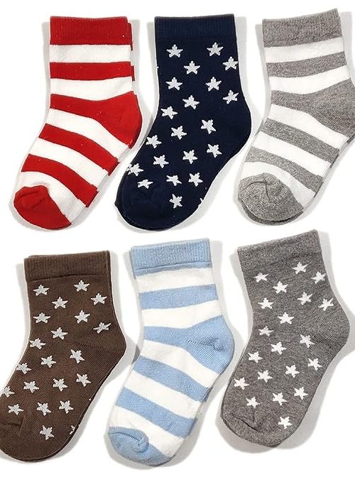 FOOTPRINTS Organic cotton Kids Socks - Pack of 6 Pairs - Star Stripe