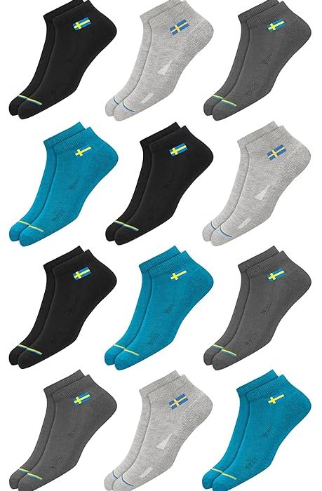 SWAGR 12 Pairs Solid Cotton Ankle Length Socks for Men Women, Pack of 12., Assorted