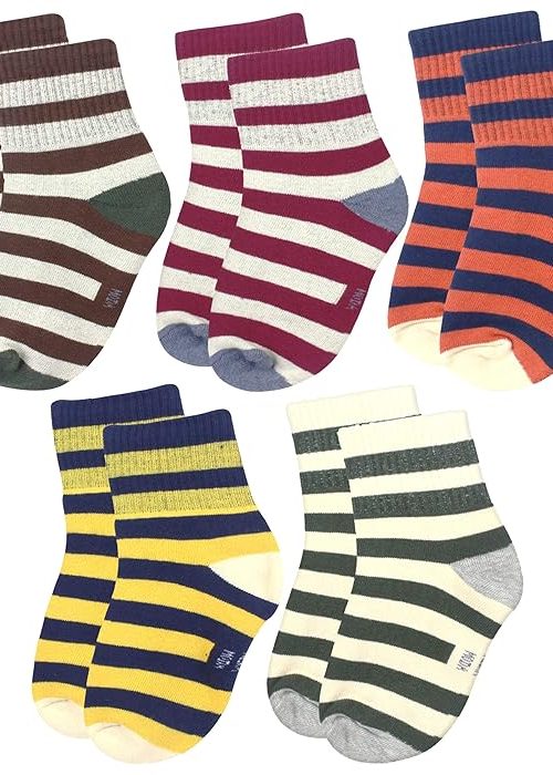 Neska Moda Boys & Girls Pack of 5 Pairs Terry Cotton Ankle Socks (Multicolor) -SK654