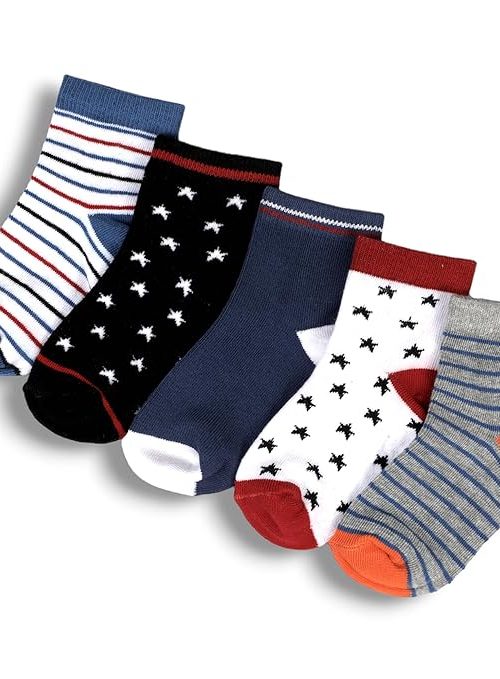 Kid's Socks for Boys and Girls - Made with Soft & Breathable Cotton with Antibacterial Wash, Pack Of 5, Suitable for all day long use