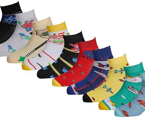RC. ROYAL CLASS Boys & Girls Ankle Length Cotton Multicolored Kids Socks (Pack of 10 Pairs)