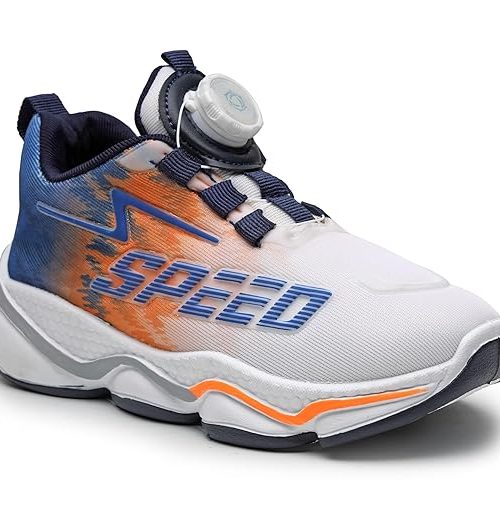 Kids Auto lace-up Shoes with Rotary Dial Lock | Stylish Dual Color Tone| Sturdy Design, Cushioned Insole, Slip Resistant
